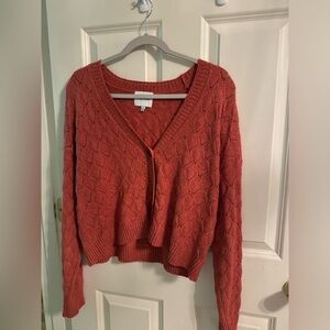 Knitted sweater with two buttons | pink Rose